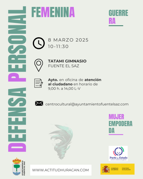 cartel defensa personal 8m